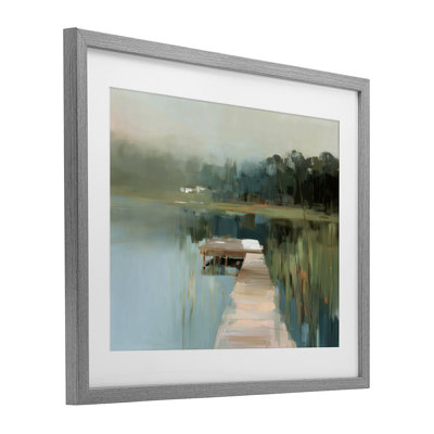 «Marsh Pier Abstraction», reproduction d'art sous verre encadrée par Kim Curationa