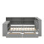 Lit plateforme en bois pleine grandeur avec tablettes de rangement, tiroirs, station de charge, DEL-1195947606