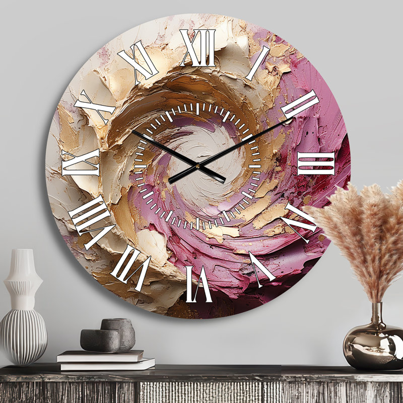 Horloge murale à spirales abstraites et or, Médium