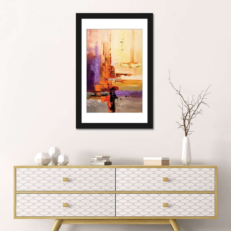 Swiger " Orange Theory " by Osnat Tzadok, 24" H x 16" W x 1" D, Black Framed Fine Art Paper, White
