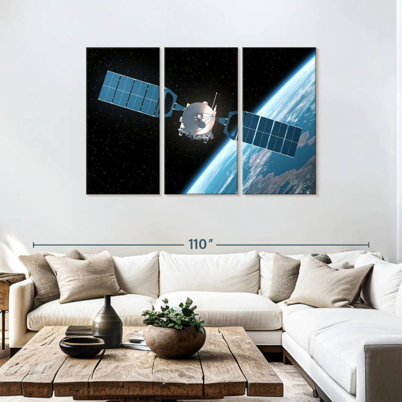 'Satellite Orbiting Earth, 48" H x 74" W