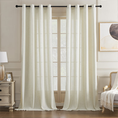 Draycott Faux Linen Semi-Sheer Curtain Pair