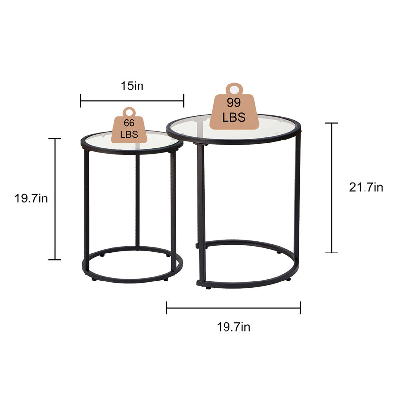 Glass Top Nesting Tables, Black