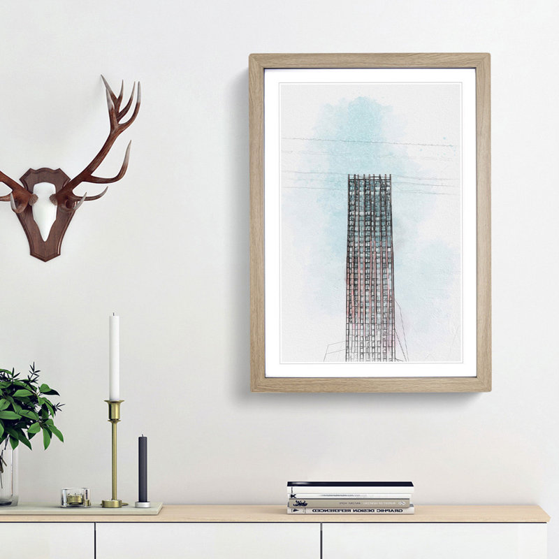 Sketching the Architecture Vol.43 - Picture Frame Drawing Print, Oak Framed, 36cm H x 27cm W x 2cm D