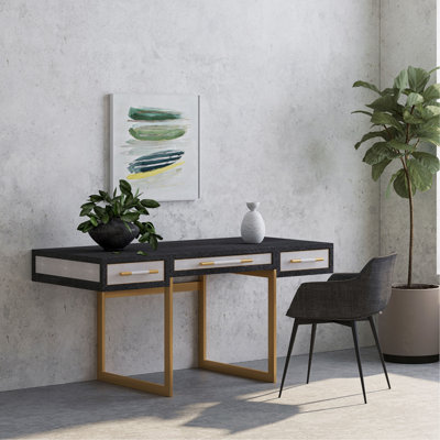 Desk, Shagreen Patterned Polyurethane with Solid Frame