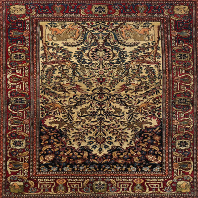 Tapis rouge/noir/brun traditionnel Dandor