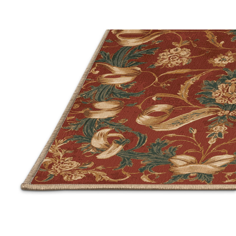 Tapis brun français lavable à la machine, Rond 5 pi
