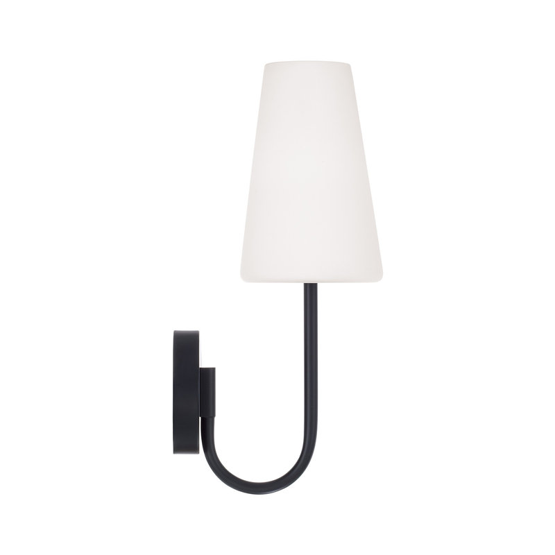 5.75" W x 17.25" H 1-Light Armed Sconce with Tapered Soft White Glass, Matte Black