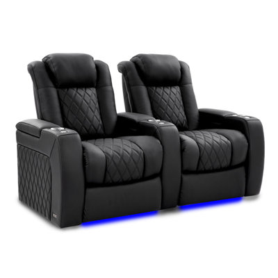 Upholstered Home Theater Seating with Cup Holder