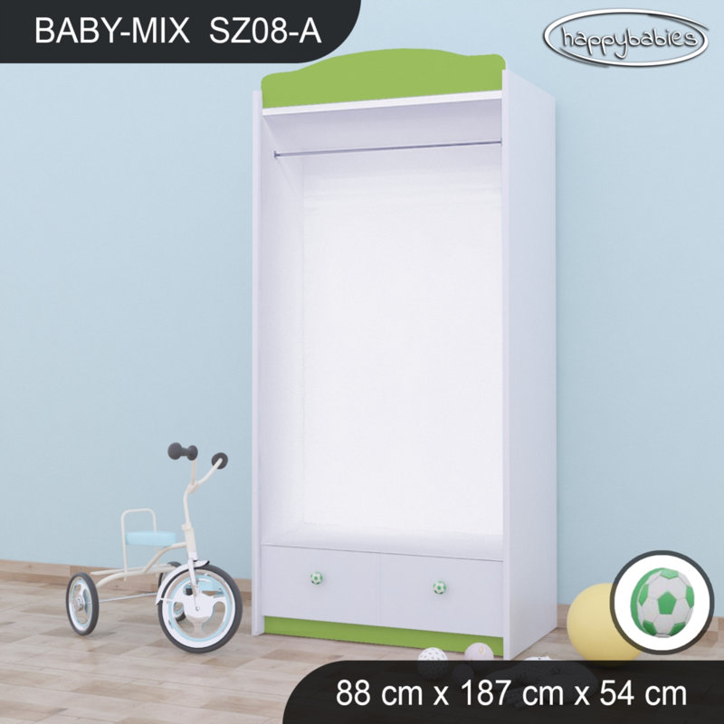 Baby 2 Door Wardrobe, Green