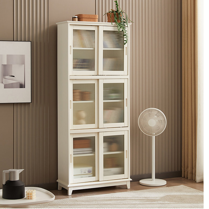 Bibliothèque simple en bois, (6 tablettes) H 76,38 po x l 24,41 po x P 13,39 po, Crème, crème