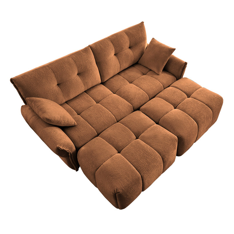 Canapé modulaire ergonomique à deux places avec 2 repose-pieds, Orange