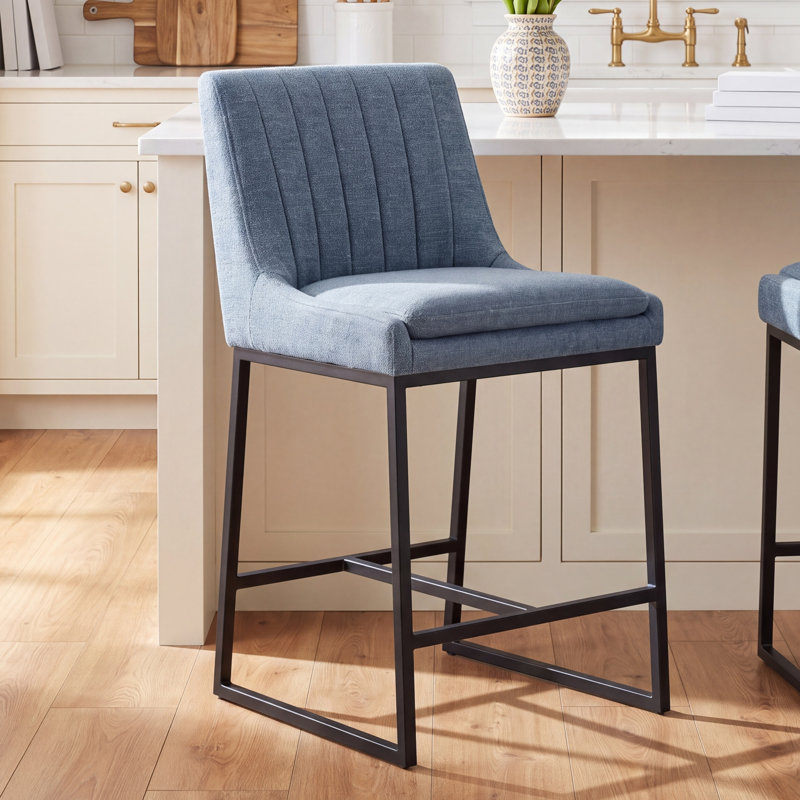 Welburn Counter Stool, Nathan Capri Blue Tweed