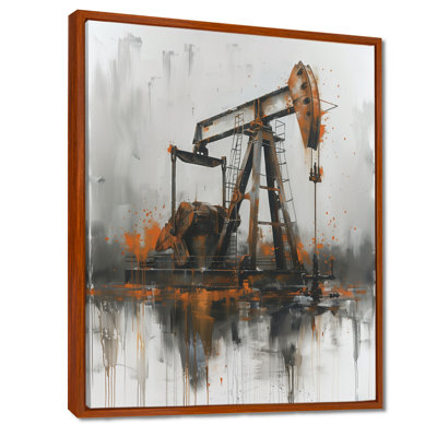 Gris, orange, hiver, champs de pétrole, pompage, gaz II
