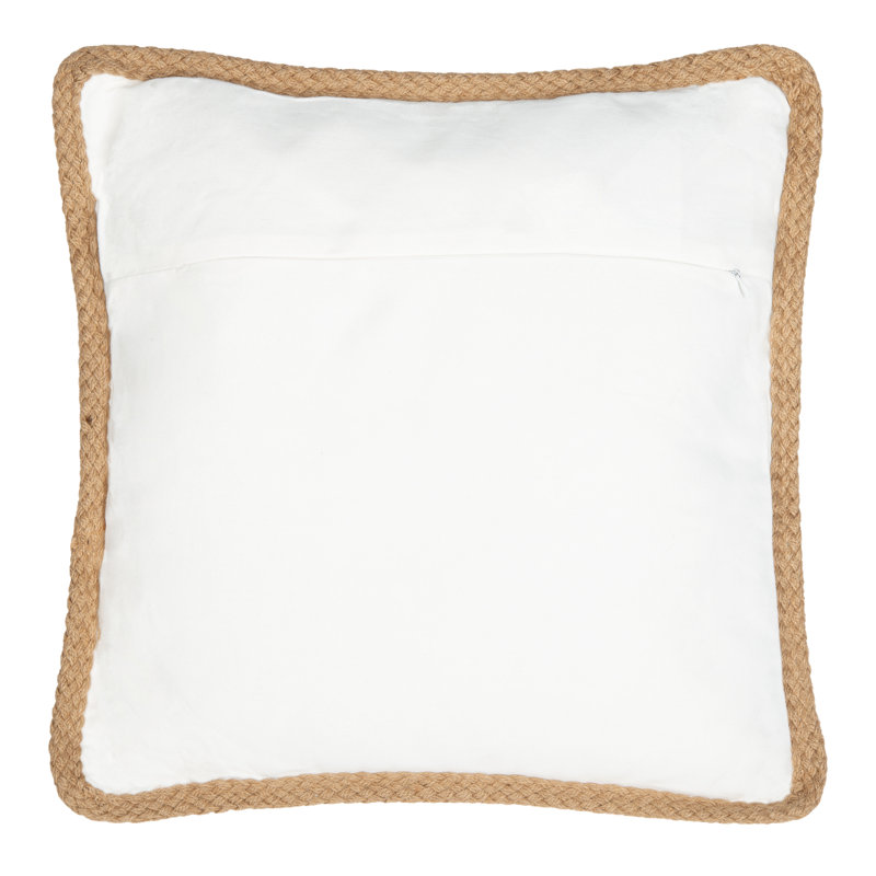 Nautical Embroidered Fish White Cotton Throw Pillow