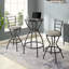 Ensemble de 3 tables de bar et chaises pour chaises de bar à hauteur de comptoir avec dossier en métal et siège en tissu