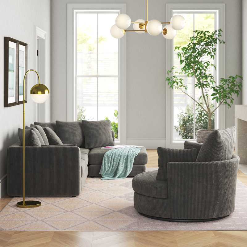 Moana 2 - Piece Living Room Set, Right Hand, Charcoal