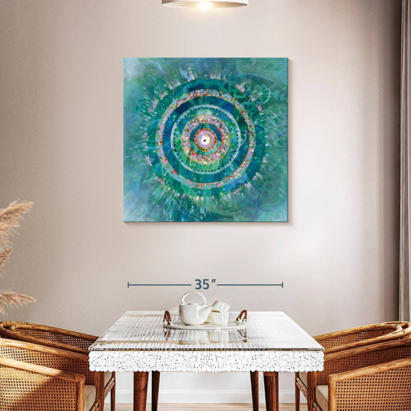 Mandala bleu sarcelle Kerner, H 36 po x l 36 po