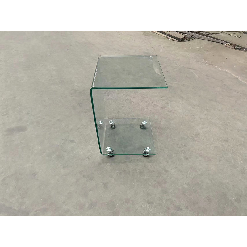Table d'appoint et table de bout en C en verre transparent et petite table de bout en verre trempé