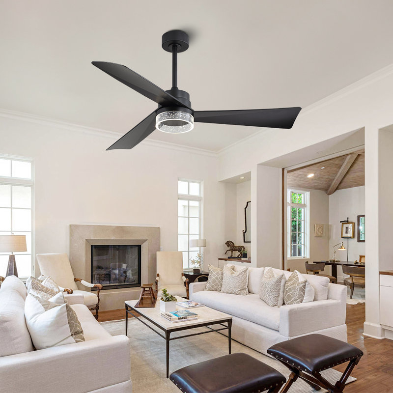 Corwun 52'' Ceiling Fan with LED Lights, Black