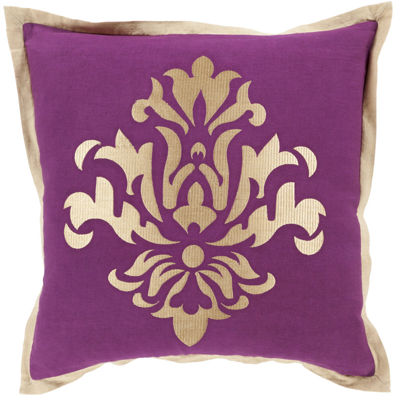 Floral Pillow Cover, 20" H x 20" W x 1" D, Purple\Neutral