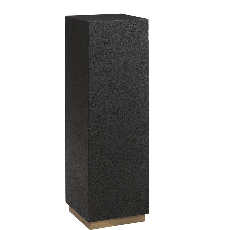 Medium Black Lava Stone Pedestal with Metal Base