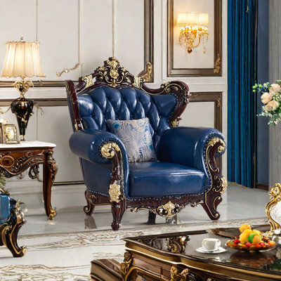 Fauteuil 52,7 po en cuir véritable capitonné