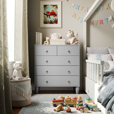 Aurey 5 Drawer Kids Dresser With Engineered Wood Frame And Tapered Wooden Legs by Isabelle & Max