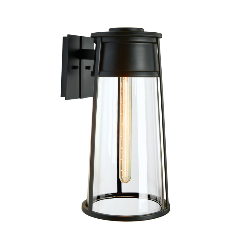 Applique murale d'extérieur 1 lumière Cone 12,75 po de hauteur - Noir mat, Noir