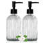 Ensemble de 2 distributeurs de savon en verre avec pompe, distributeurs de savon rechargeables 13,5 oz avec rayures verticales pour le lavage à la main et le lavage de la vaisselle, distributeur de savon de salle de bain élégant pour liquide vaisselle, lotion-1934948671