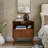 Mid Century Modern Fluted Nightstand With Charging Station USB Ports & Outlet Hole & 4 Solid Wood Legs, Farmhouse End Table With Open Space And Drawer Dresser, End Table