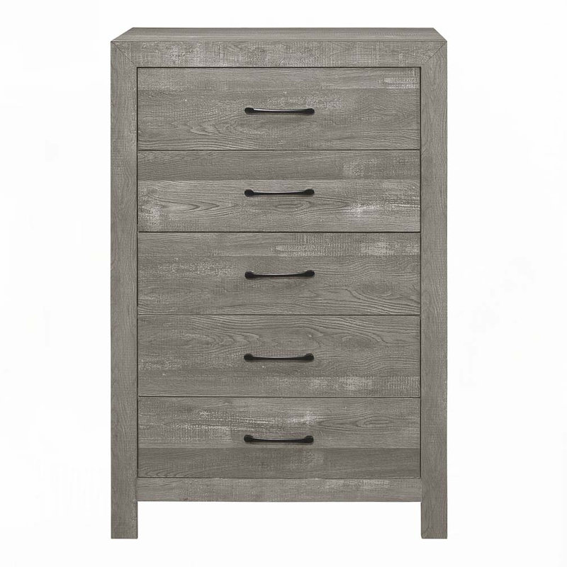 Commode 5 tiroirs Davaya, Gris