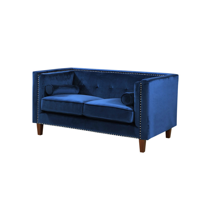 Causeuse Chesterfield, Velours bleu