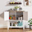 Armoire-bar Farmhouse Console avec portes de rangement, blanc