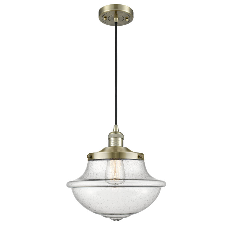 Luminaire suspendu simple à 1 lumière Calliope, Laiton antique