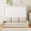 Armoire-lit escamotable avec canapé pliant Murphy, tablettes de rangement intégrées et lumière DEL, beige-4784429