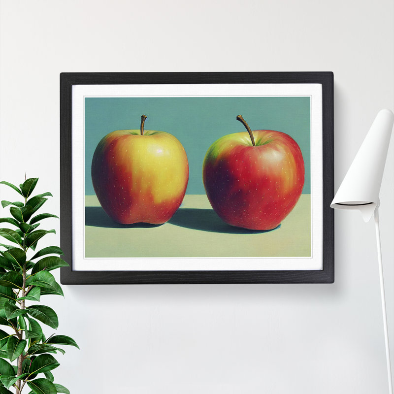 Two Apples Fruit Vol.2 - Framed Print, Black, 46cm H x 64cm W x 2cm D