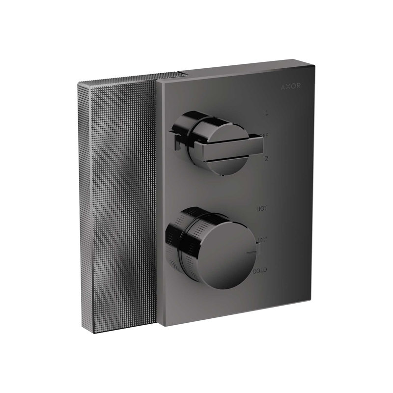 Edge Shower Arm and Bath Panels, Polished Black Chrome
