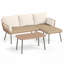 3 Pieces L-Shaped Patio Furniture Set Outdoor Sectional Cushioned Sofa-14762813