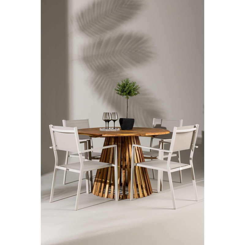 Taniya 4 - Person Patio Dining Set with Round Table, Beige