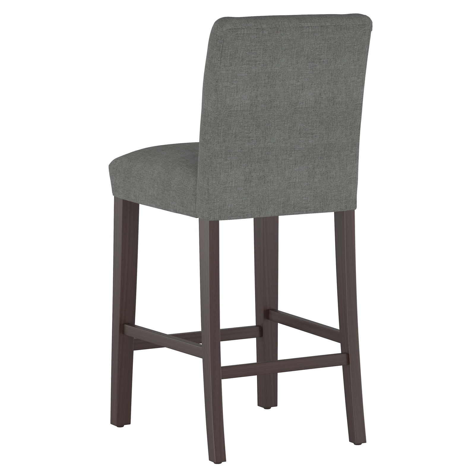 Hadrien Bar and Counter Stool, Bar Stool (31” Seat Height), Zuma Charcoal Textured Linen, Black Wood