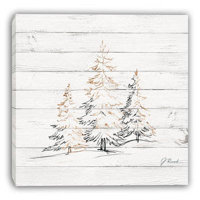 Village, chalet, veille de Noël avec arbres colorés sur toile tendue