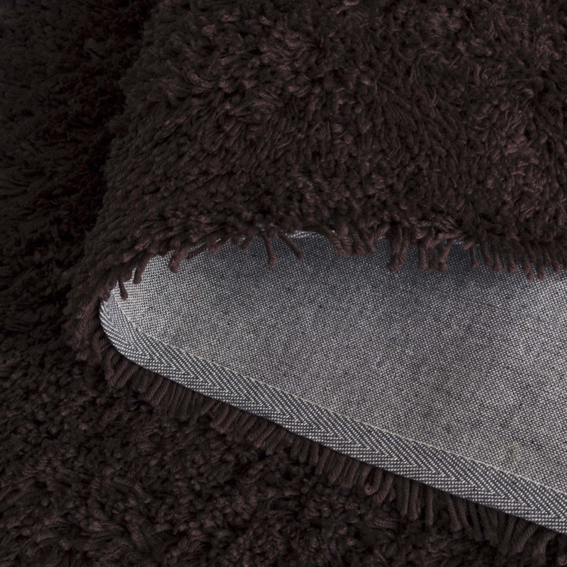 Tapis chocolat à poils longs Assar, Rectangle 7 pi 6 po x 9 pi 6 po