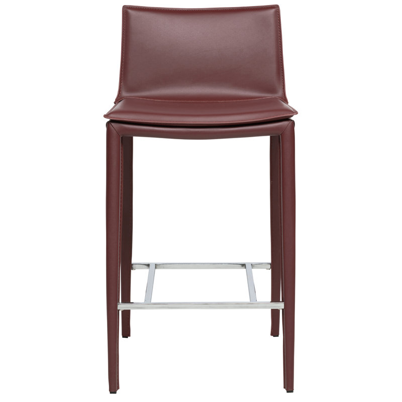 Holleman Leather 25.5" Counter Stool, Wine Red
