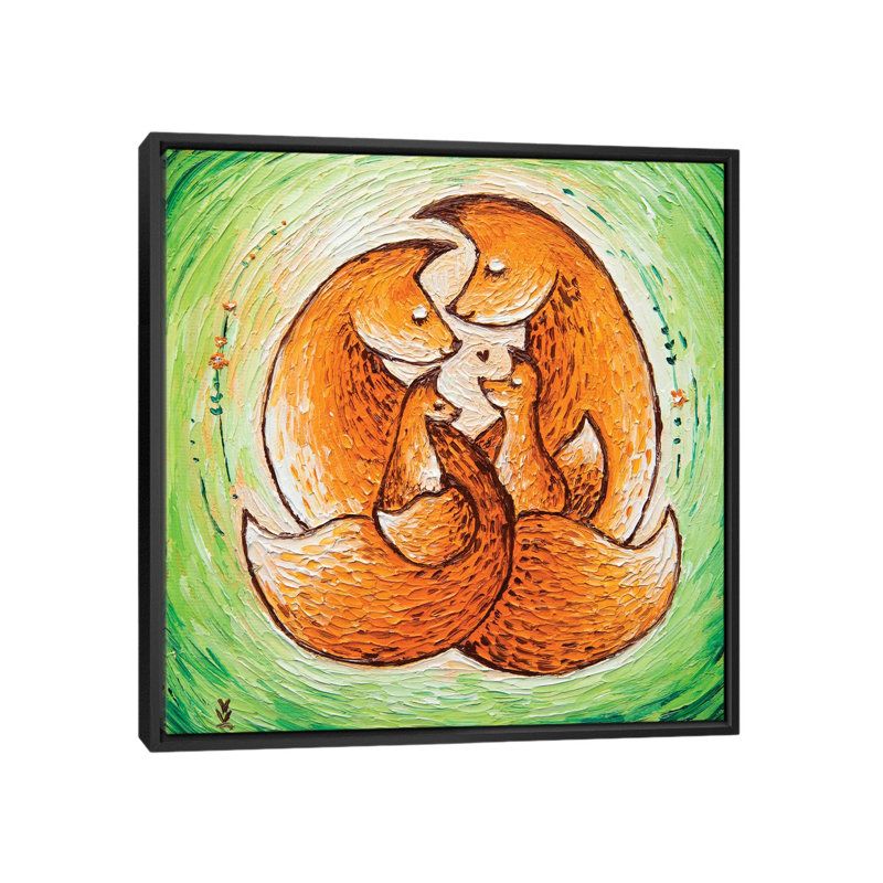 Chanterelle Family On Light Green by Betsy McDaniel - Painting on Canvas, Black Framed, 93.98 cm H x 93.98 cm W
