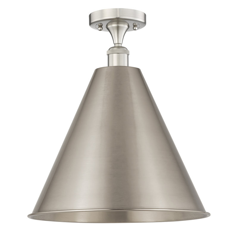 Plafonnier semi-encastré Jacquee, Nickel satiné brossé, Nickel satiné brossé, H 18,75 po x l 16 po x P 16 po