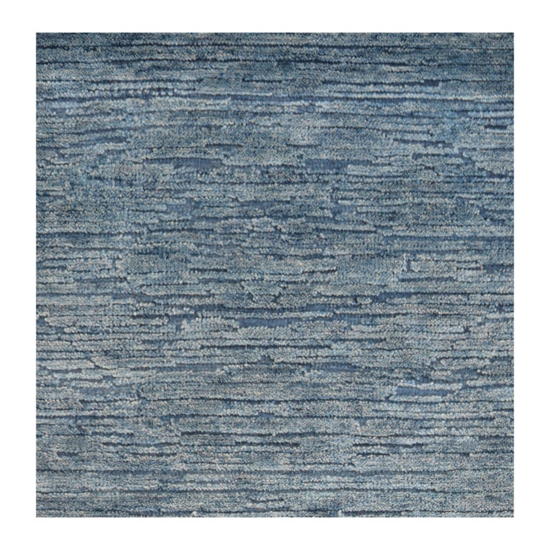 Wool Area Rug in Blue/Beige, Rectangle 6' x 9'
