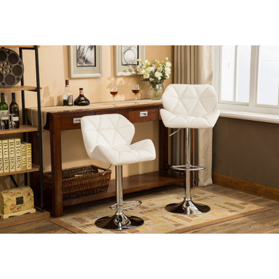 Tabourets de bar contemporain à hauteur réglable touffetés, ensemble de 2