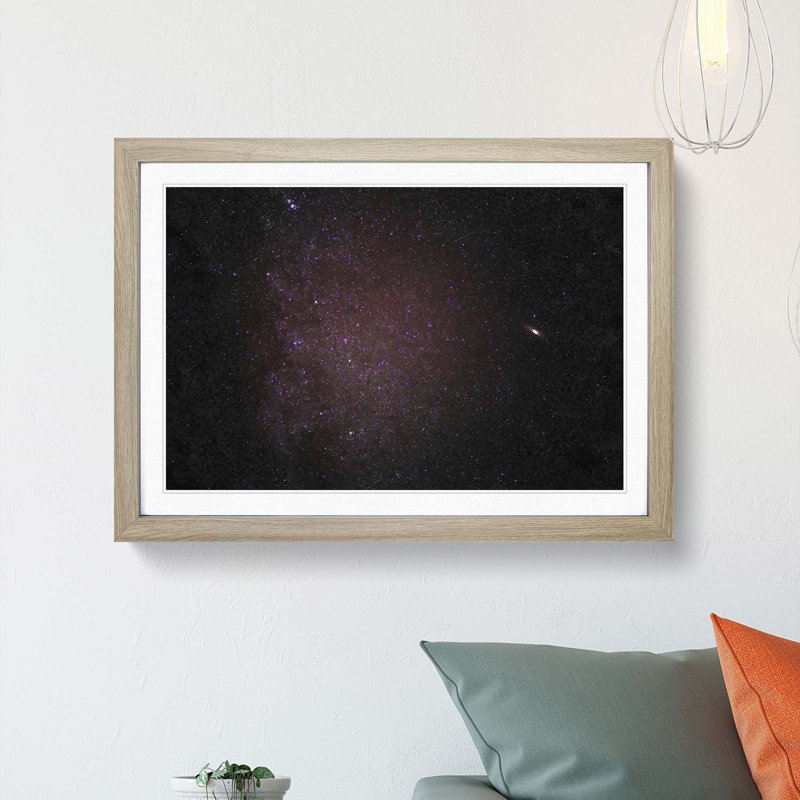 Starry Sky in Pink in Abstract - Picture Frame Graphic Art Print, Oak Framed, 48cm H x 65cm W x 2cm D
