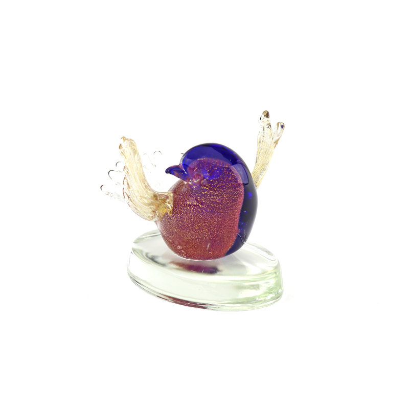 Oiseau en verre de Murano sur base transparente